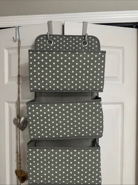 Over-the-Door Polka Dot Hanging Organizer  for baby- Gray NWT